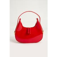 Kadın Rugan Deri Baget Cherry Bag  Fermuar Kapamalı Cherry Bag Özel Askı Detaylı Kol Çantası