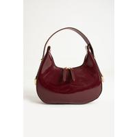 Kadın Rugan Deri Baget Cherry Bag  Fermuar Kapamalı Cherry Bag Özel Askı Detaylı Kol Çantası