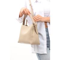 Kadın Yumuşak Deri İçi Süet Çıtçıt Ve Fermuarlı İç Bölme Büyük Boy Shopper Çanta